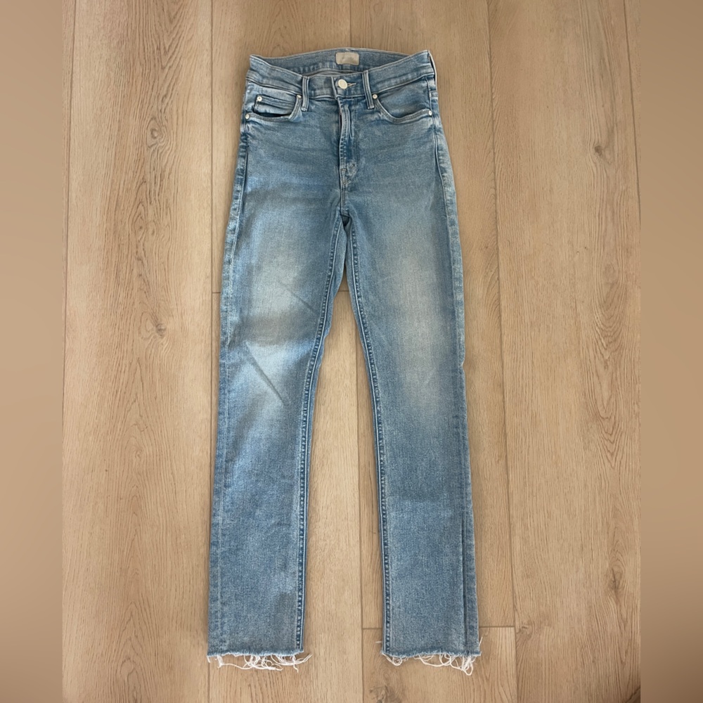 MOTHER denim mid rise dazzler ankle fray